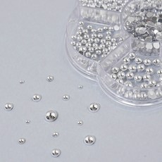 네일스토어 반볼 네일파츠 7종세트-22 메탈참 실버 원형 네일스톤, 1개, 1.네일파츠 7종 세트-22 /S455