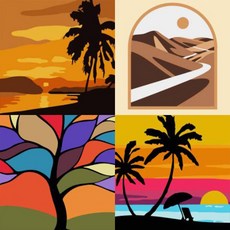 LIVING DUO DIY 油畫 20x20 套肖像風景動物繪畫收藏, A-246+A-255+A-261+A-253, 1個