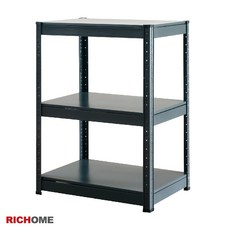 RICHOME 鋼鐵人角鋼三層架, 黑色