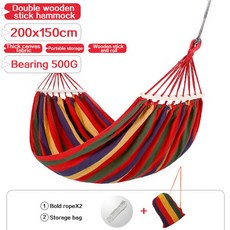 더블 와이드 캔버스 해먹 휴대용 야외 싱글 롤오버 방지 스윙 실내 가정용, 1개, Wood d 200x150cm