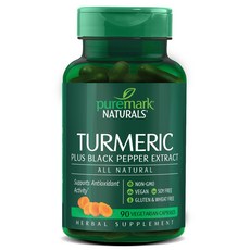 Puremark Naturals 薑黃素加黑胡椒萃取物素食膠囊, 1個, 90錠