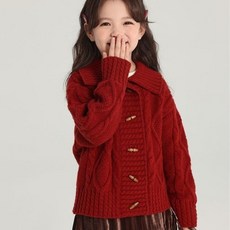 賣場優選新款可愛童裝女童毛衣女童紅色拜年服毛衣外套秋冬新款中大兒童複古中國紅新年針織開衫