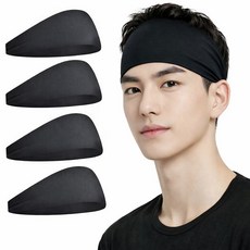 무이코 남녀공용 기능성 스포츠 헤어밴드 4P세트 땀흘리방지 런닝, 블랙 4개, 1세트