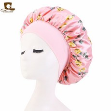 나비꽃 로즈 플라워 새틴 실크 수면 헤어 밴드 터번 헤어캡 나이트캡 S874, 1개, 로즈핑크