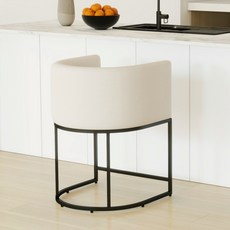 Dayalane 바의자 모던 프리미엄 배럴형 등받이 푹신한 쿠션 홈바의자, 1개, 베이지(리넨)