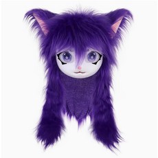 獸頭套 福瑞 cos 獸頭 cosplay 可穿戴 來圖定做, 紫色, 1個
