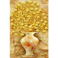 현대 황금 행운 돈 나무 인쇄 캔버스 벽 예술 거실 홈 오피스 장식을위한 간단한 풍경 포스터, 01 20x30cm No Frame, 10 P8, 1개