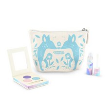 namaki 藍狐化妝包彩妝組合，兒童彩妝玩具，安全無毒，培養審美觀, 1套, 冬日3色眼影盤/粉紅亮粉唇蜜/有機棉化妝包