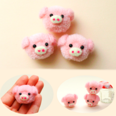 핑크귀여운돼지얼굴 털실양모펠트 머리끈핀키링만들기재료 포인트, 1개