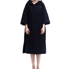 남성 여성 오버핏 후드 비치타올 판초 가운 블랙 1개