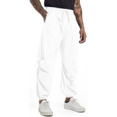 CLANMILUMS 남성용 면 리넨 드로스트링 팬츠 신축성 있는 허리 캐주얼 조거 요가 팬츠 회색., 36, 네이비