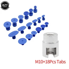 자동차 알루미늄 합금 덴트 수리 풀러 헤드 어댑터 슬라이드 해머 및 당기는 탭 M10 M12 접착제 용 나사 팁, 02 M10 and 18 pcsTabs, 1개