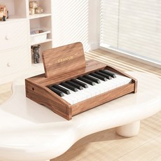 미니 피아노 장난감 아기 키보드 유아 어린이 연습용 악기 25건반 유아용, 월넛컬러, 1개