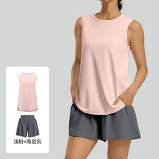 休閒運動套裝 寬鬆無袖背心+短褲
