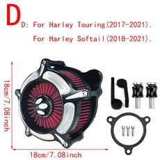 RSD 오토바이 CNC 터빈 공기 청정기 필터 흡입구 할리 스포츠스터 다이나 소프테일 투어링 스트리트 글라이, 12 Red Filter D