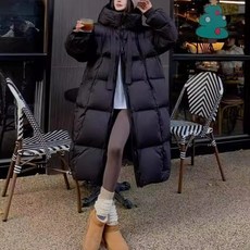 겨울 두꺼운 후드 롱패딩 여성 하이넥 루즈핏 방풍 보온 코트
