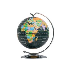 【SkyGlobe】3.75吋線弧地球儀 - 行政圖 衛星圖 黑色灰色球體 居家擺飾 教學, 黑色