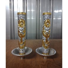 泓展工藝坊 錫製龍燭 蟠龍 香燭 佛具 宗教用品, 1個