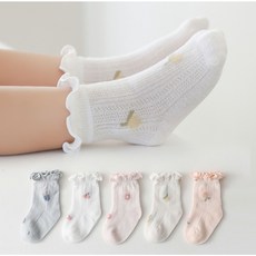 薄款網眼寶寶木耳邊襪子 寶寶中筒襪 新生兒襪 嬰兒襪
