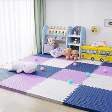 兒童遊戲墊 嬰兒爬行墊 折疊泡沫地墊, 白色+紫色+藏青色-送邊條,30*30厚0.8釐米(20片裝)優惠裝