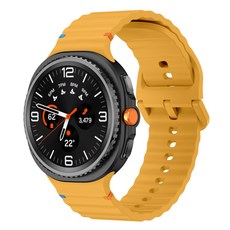 밴드톡 갤럭시워치8 호환 40mm/44mm/8클래식 46mm 스포츠 실리콘 컬러풀한 스티치 스트랩, 노란색