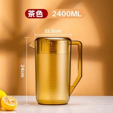 茶色冷水壺大容量塑料冷水壺商用奶茶店泡茶桶亞克力涼水壺扎壺耐, 1個, 【加厚食品級】茶色冷水壺2400ml:如图, 1L