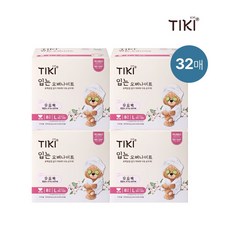 티키 Tiki 4팩 8개입 32매 생리대 입는오버나이트 화이트 무표백 대형 L 입오버, 4세트
