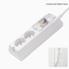몬스터탭 국산 4000W 고용량 고전력 에어컨 건조기 세탁기 멀티탭 슬림 납작 플러그, 1개, 누전차단 2구 화이트, 5m