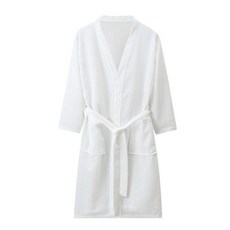 흡수력좋은 부들 와플 프리미엄 호텔 샤워가운, 1개, 화이트 남성용
