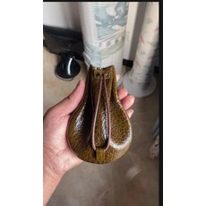 袋鼠皮收納袋 棕綠色 日本鞣製小物袋