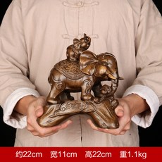 大象擺件一對樹脂, 1件, 小號納福象木紋色:如圖所示