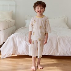 아이숲 아동용 후루츠프렌즈 모달메쉬 칠부실내복 상하의 세트