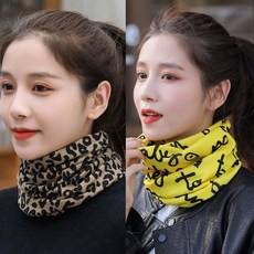 秋冬掛耳脖套 防風麵罩 保暖護頸 雙麵針織圍脖 騎行保暖【買一送一】圍脖冬季女網紅堆堆帽子保暖套頭護頸椎百變脖套圍巾, 【大板型】紅拼圖+多彩星星【2條】, 1個
