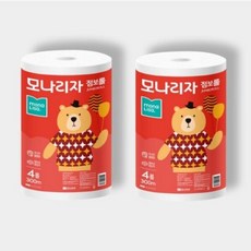[모나리자] 점보롤 2겹 300m 4롤 x 2팩 총8롤 대용량 화장지 휴지 두루마리_JS