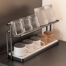 레브홈 2단 텀블러 컵 걸이 건조대, 1개, 블랙