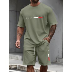 완구 블럭 놀이 빌딩 호환 취미 블록 남성 트레이닝복 세트 2피스 O넥 반팔 셔츠 반바지 러닝복 플러스 사이즈 티셔츠 의류 여름, [00] S, [00] MBTZHFF250808A120
