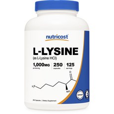 nutricost L-賴氨酸 1000mg膠囊, 250 件, 1個