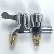 純銅4分洗衣機水龍頭一進二出雙頭雙控家用萬能接頭, 1個, 銅嘴一進二出 雙尖嘴