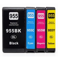 토너피아 4종 세트 HP955XL PRO 7740 8210 8710 8720 8730 8740 8727 8745 7730 8715 8716 8717 HP955XL HP 호환잉크, 1세트, 검정, 파랑, 빨강, 노랑