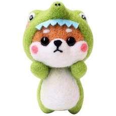 투데이리빙 DIY 양모 펠트 세트 귀여운 토끼 강아지 미니 인형 만들기 초보자 힐링 취미 공예 감성 캐릭터 미니어처 소품, 공룡시바, 1세트