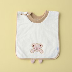 圖強珊瑚絨毛巾圍兜嬰幼兒防水洗漱巾寶寶圍嘴口水巾吸水, 1個, 1個裝, 棕色-小熊:如圖所示