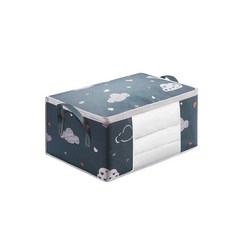 1pc 대형 접이식 부직포 보관 가방 지퍼와 간편한 운반 손잡이가 있는 패브릭 방진 퀼트 및 의류 정리함, 1개