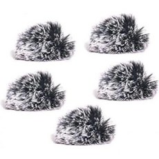 5개 세트 라발리에 마이크로폰 윈드스크린 퍼리 머프 지름 1cm 대부분의 라펠 클립 라벨 마이크로폰용 미니 데드캣 5개와 폼 포함, 5 deadcats