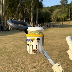 無品牌 電動車自行車水杯架 騎行車置物架, 上黃下白 單杯架 升級加厚,送可愛卡通貼四件套, 1個