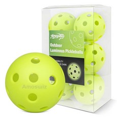 Amoswiz 실내 피클볼 볼 26홀 피클 볼 6팩 USAPA 승인 높은 가시성 내구성 있는 피클볼 훈련 및 토너먼트 그린 468056, 메시 백이 없는 녹색 실내 공 6개 468056