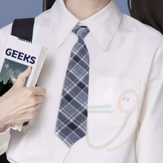 늘여섯 체크 넥타이 블루 어린이넥타이