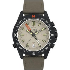 Timex 남성용 익스페디션 노스 타이드 템프 나침반 시계 43mm, 그린/내추럴/IP 블랙