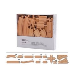 櫸木軌道擴展包，多種軌道配件，自由組裝，培養空間概念，相容多品牌, 原木色, 1套