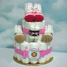 친구 베이비샤워 여성병원 산후조리원 순산기념 아기 100일 1살잔치 추카선물 기저귀케익2단, 여아용, 28개