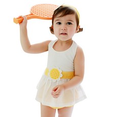 augelute 女寶寶套裝 附髮帶 上衣裙屁屁褲 清涼造型服 露背向日葵套裝